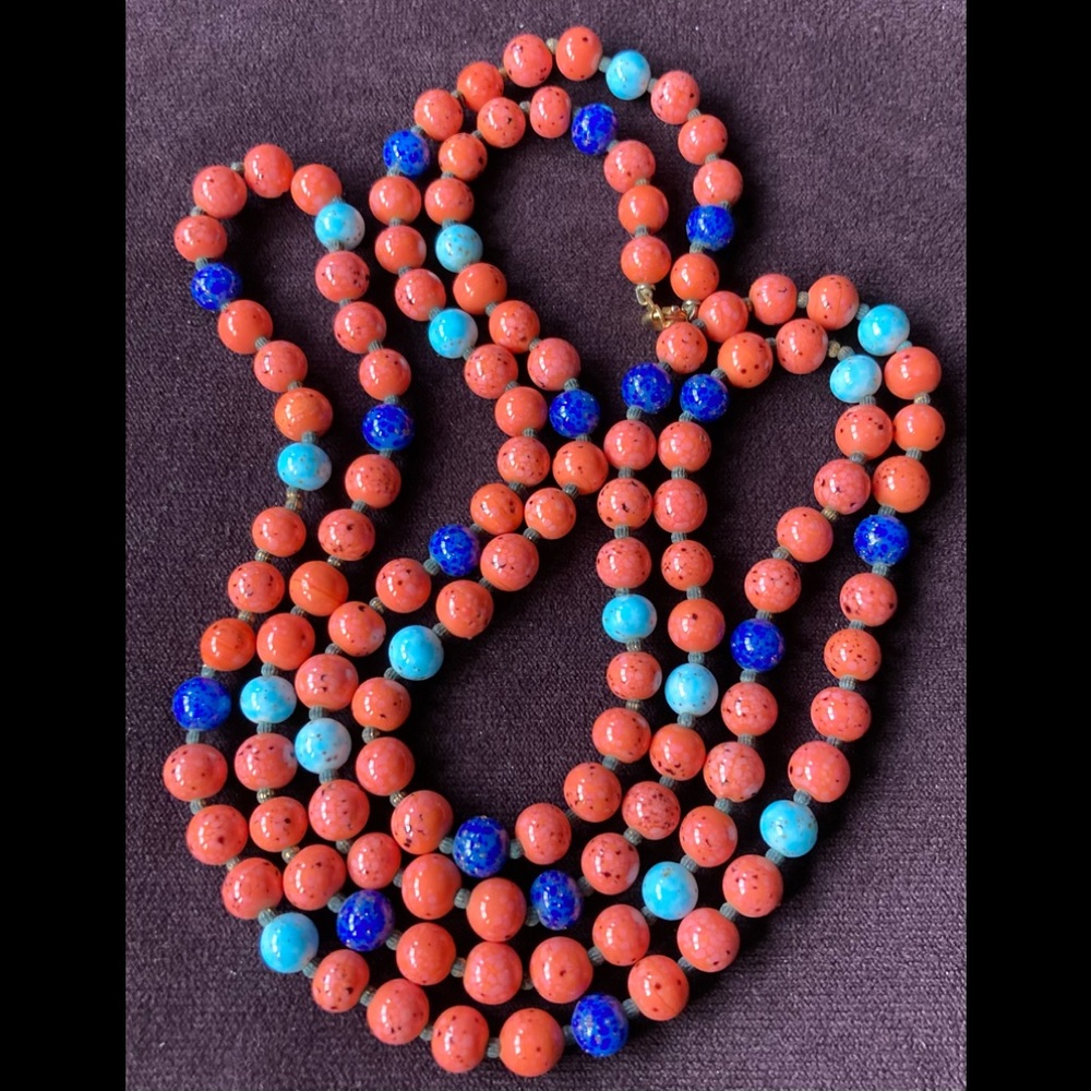 Vintage Vogue 48” Glass Bead Opera Style Necklace